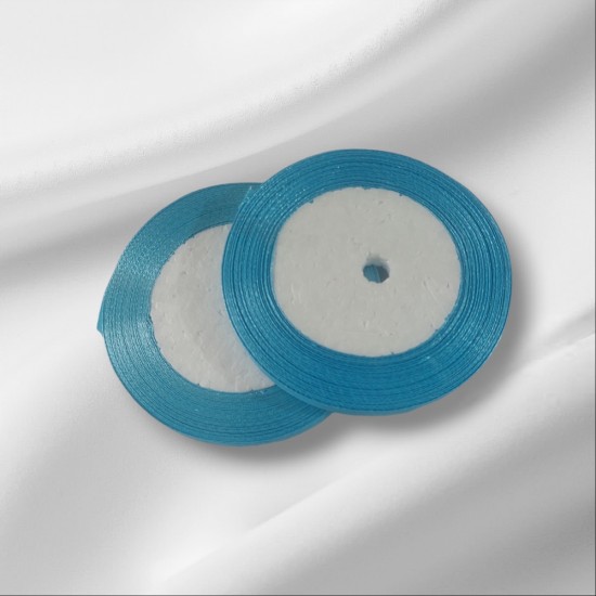 Лента атласная однотонная 0,6 см*25 ярдов цв. голубой, цена за катушку